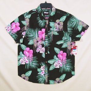 Plugg Men's Hawaiian Button-Up - Size XL - Drip Hibiscus